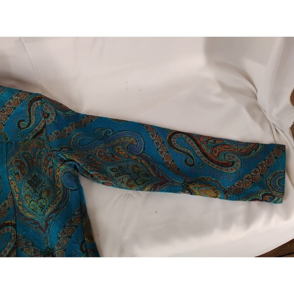 Vintage Don't Mess With Texas Womens SMALL Blue Tapestry Blazer Gold Buttons - Picture 13 of 15